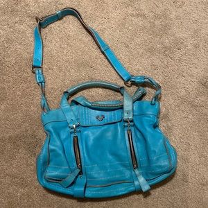 True Religion Teal Leather Crossbody Bag